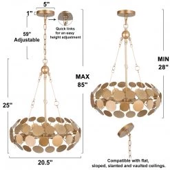 LNC Modern Ring Gold Chandelier-3 Lights Lighting