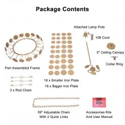 LNC Modern Ring Gold Chandelier-3 Lights Lighting