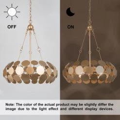 LNC Modern Ring Gold Chandelier-3 Lights Lighting