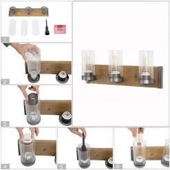 Hot Sale LNC Rustic Wood Retro Wall Sconce-3 Lights 17 Hot Sale LNC Rustic Wood Retro Wall Sconce-3 Lights