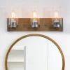Hot Sale LNC Rustic Wood Retro Wall Sconce-3 Lights