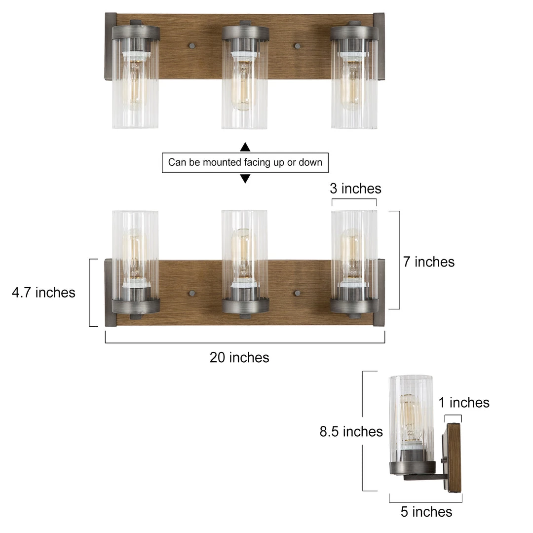 Hot Sale LNC Rustic Wood Retro Wall Sconce-3 Lights 8 Hot Sale LNC Rustic Wood Retro Wall Sconce-3 Lights