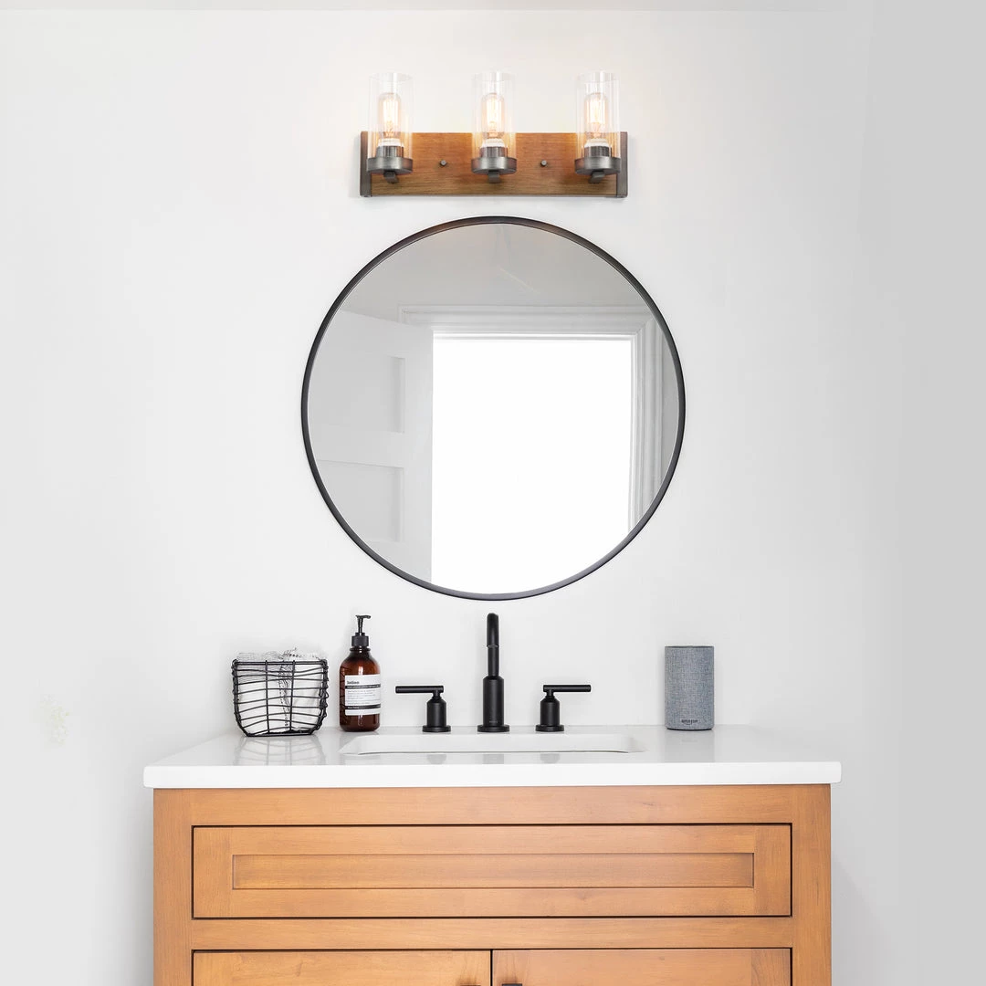 Hot Sale LNC Rustic Wood Retro Wall Sconce-3 Lights 4 Hot Sale LNC Rustic Wood Retro Wall Sconce-3 Lights