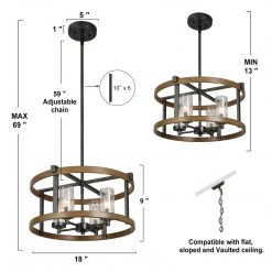 LNC Industrial Farmhouse Chandelier-4 Lights