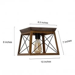 LNC Wooden Cage Flush Mount Light-Clearance Lighting