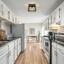 LNC Wooden Cage Flush Mount Light-Clearance Lighting