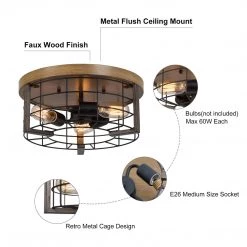 Lighting LNC Home-Metal Cross Frame Flush Mount - Rustic & Farmhouse-Clearance