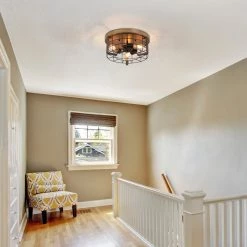 Lighting LNC Home-Metal Cross Frame Flush Mount - Rustic & Farmhouse-Clearance