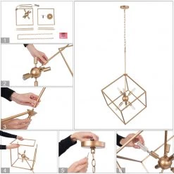 LNC- Rose Gold Cube Chandelier- Modern & Kitchen Island