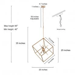 LNC- Rose Gold Cube Chandelier- Modern & Kitchen Island