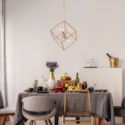 LNC- Rose Gold Cube Chandelier- Modern & Kitchen Island
