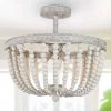 LNC-White Wood Beads Semi Flush Lights Hot Sale