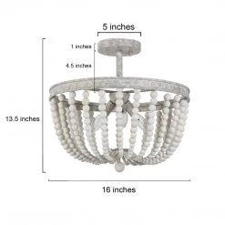 LNC-White Wood Beads Semi Flush Lights Hot Sale