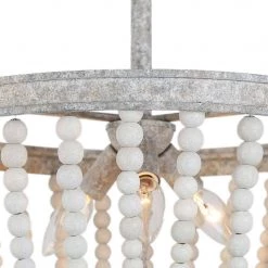 LNC-White Wood Beads Semi Flush Lights Hot Sale