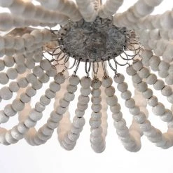 LNC-White Wood Beads Semi Flush Lights Hot Sale