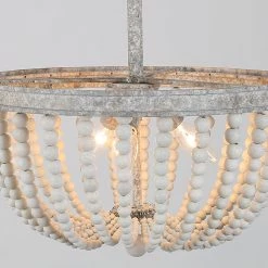LNC-White Wood Beads Semi Flush Lights Hot Sale