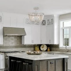 LNC-White Wood Beads Semi Flush Lights Hot Sale