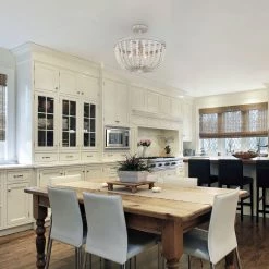 LNC-White Wood Beads Semi Flush Lights Hot Sale