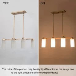 LNC Modern Gold Chandelier With Cylinder Glass Shades-6 Lights