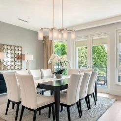 LNC Modern Gold Chandelier With Cylinder Glass Shades-6 Lights