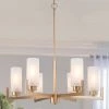 Modern LNC Gold Chandelier With Cylinder Glass Shades-6 Lights