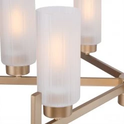 Modern LNC Gold Chandelier With Cylinder Glass Shades-6 Lights