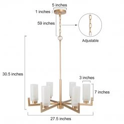 Modern LNC Gold Chandelier With Cylinder Glass Shades-6 Lights