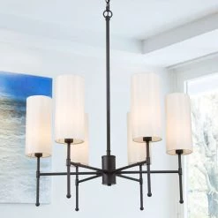 LNC Modern Classic Chandelier, Black And White Chandelier Open Box