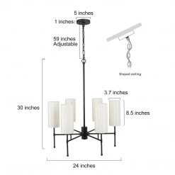 LNC Modern Classic Chandelier, Black And White Chandelier Open Box