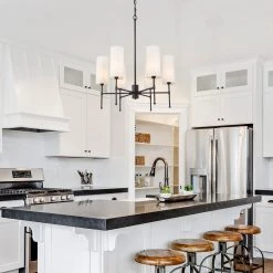 LNC Modern Classic Chandelier, Black And White Chandelier Open Box