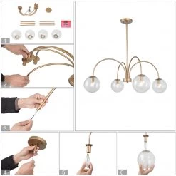 Uolfin Lighting LNC- Golden Orb Chandelier 4 Lights