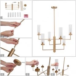 Modern LNC Contemporary Gold Chandelier-6 Lights Hot Sale
