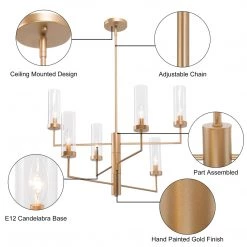 Modern LNC Contemporary Gold Chandelier-6 Lights Hot Sale