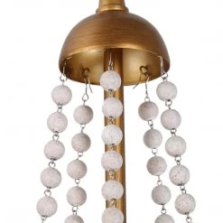 Hot Sale LNC Modern Gold Chandelier With Wooden Beads - 5 Lights