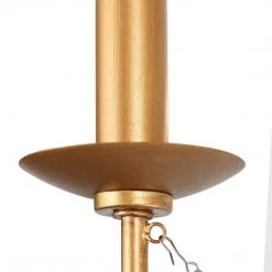 Hot Sale LNC Modern Gold Chandelier With Wooden Beads - 5 Lights