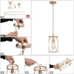 LNC Modern Gold Frame Pendant Light - 1 Light