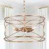 LNC Modern Gold Drum Cage Chandelier - 3 Lights