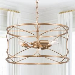 LNC Modern Gold Drum Cage Chandelier - 3 Lights