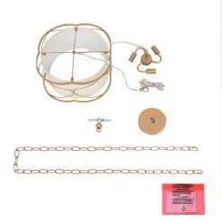 LNC Modern Gold Chandelier With Fabric Shade - 3 Lights