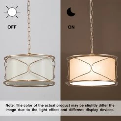 LNC Modern Gold Chandelier With Fabric Shade - 3 Lights