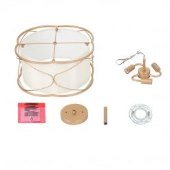 LNC Modern Gold Semi-flush Mount With Fabric Shade - 3 Lights Hot Sale