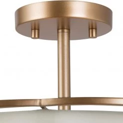 LNC Modern Gold Semi-flush Mount With Fabric Shade - 3 Lights Hot Sale