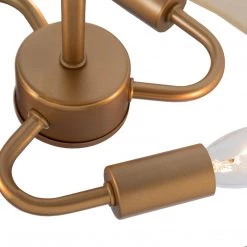 LNC Modern Gold Semi-flush Mount With Fabric Shade - 3 Lights Hot Sale