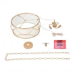 Modern Hot Sale LNC Vintage Gold Fabric Drum Chandelier - 3 Lights