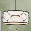 Modern Lighting LNC Black Drum Chandelier With Fabric Shade - 3 Lights