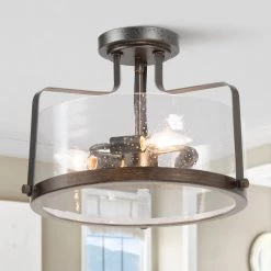 LNC Rustic Semi-flush Mount Light - 3 Lights