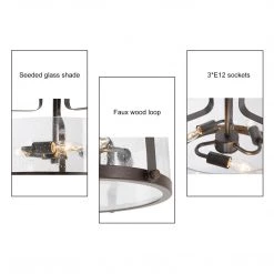 LNC Rustic Semi-flush Mount Light - 3 Lights