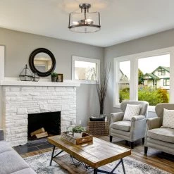 LNC Rustic Semi-flush Mount Light - 3 Lights