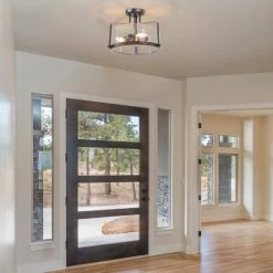 LNC Rustic Semi-flush Mount Light - 3 Lights