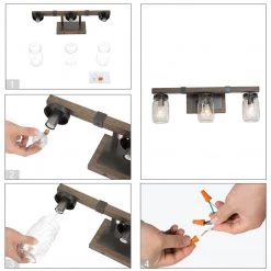 Hot Sale LNC Farmhouse Mason Jar Vanity Light-3 Lights